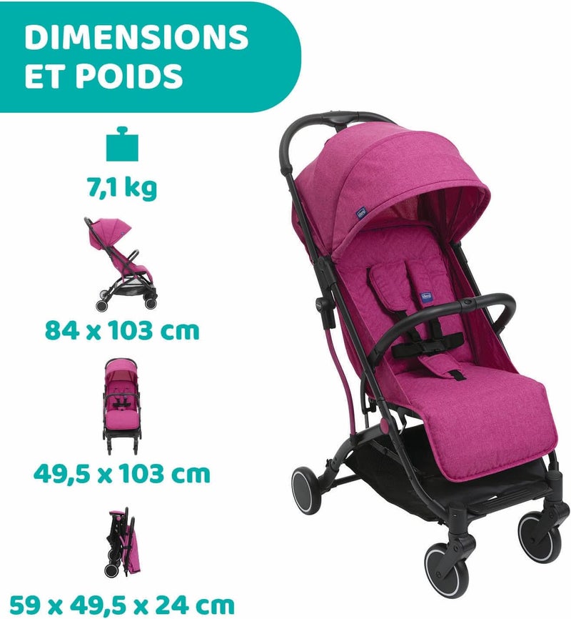 Chicco Trolleyme Stroller 0m-3y, Aurora Pink - Image 3